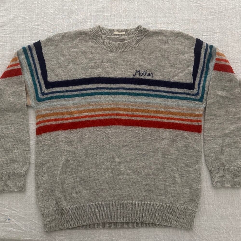 Mother | THE JUMPER ON THE EDGE OF GOLDEN gray pullover crew sweater | size L